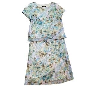 LADY DORBY floral skirt set size 18w watercolor chiffon layered vintage 90s